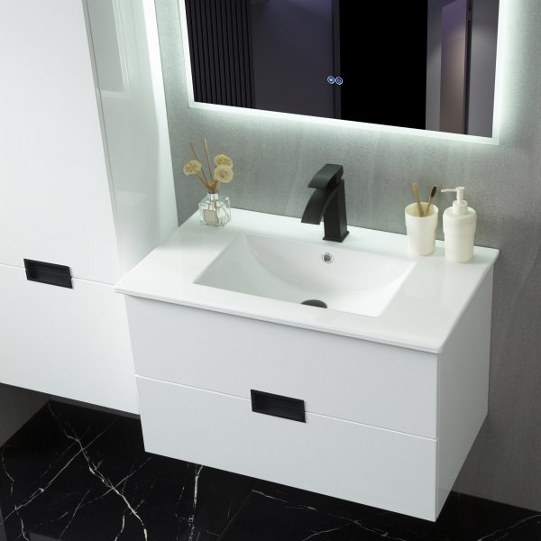 Baderomspakke | Kommode, skjenk og LED-speil | Mikser inkludert Baderomspakke | Kommode, skjenk og LED-speil | Mikser inkludert