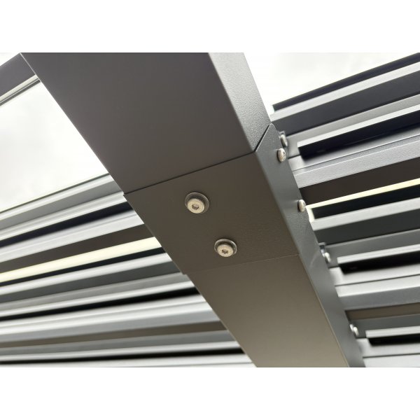 Pergola 3 � 3 m med lamelltak | Gr� st�lpergola | Uteplass