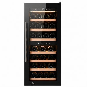 Vinkjøler for 38 flasker | 110 liter | Dobbel temperatursone med glassdør & touchkontroll Vinkjøler for 38 flasker | 110 liter | Dobbel temperatursone med glassdør & touchkontroll