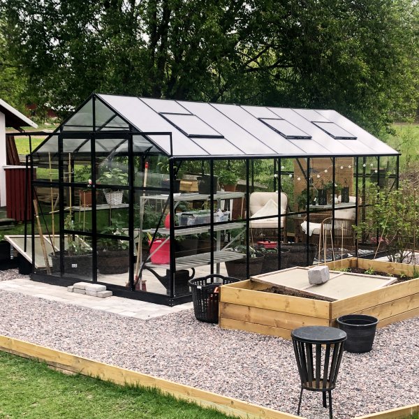 Drivhus 12,7m� | 5 �rs stormgaranti | 4 mm sikkerhetsglass