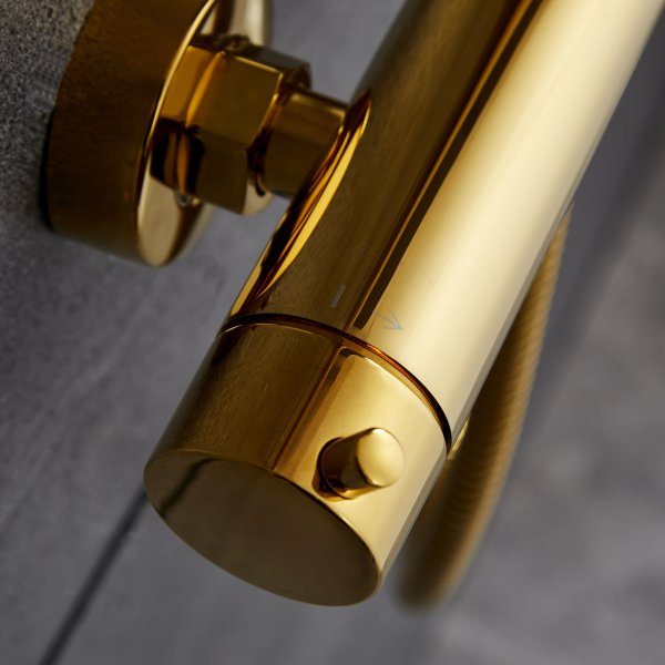 Takdusjsett i messing | 20x20 cm takdusj, h�nddusj, justerbar h�yde 83�119 cm