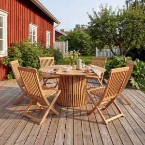 Spisegruppe med 6 stoler og rundt bord | H�gmars�