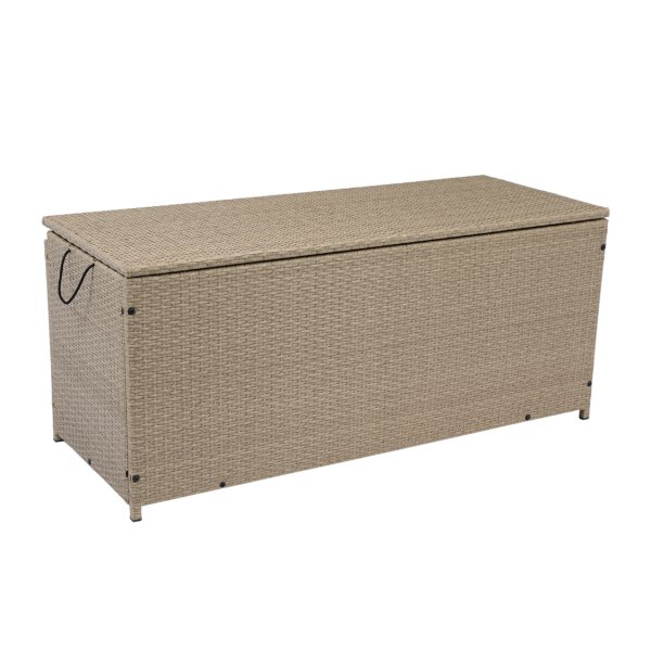 Putekasse i kunstrotting | 420 L | Oppbevaringsboks til hagem�bler | Beige