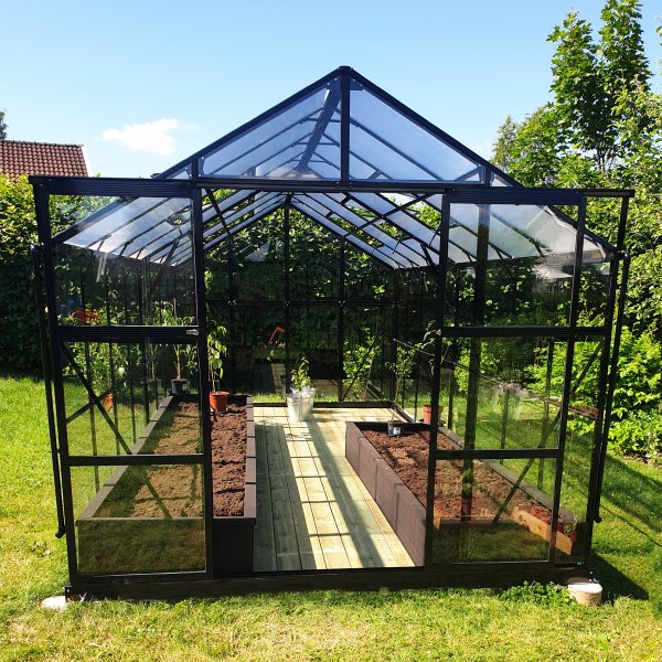 Drivhus 12,7m� | 5 �rs stormgaranti | 4 mm sikkerhetsglass