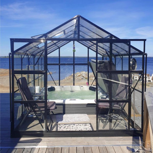 Drivhus 9,6 m | 4mm sikkerhetsglass | 5 rs stormgaranti