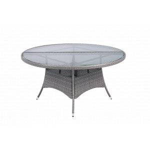 Rundt utebord med herdet glass | �150 cm | Tyl�sand gr�