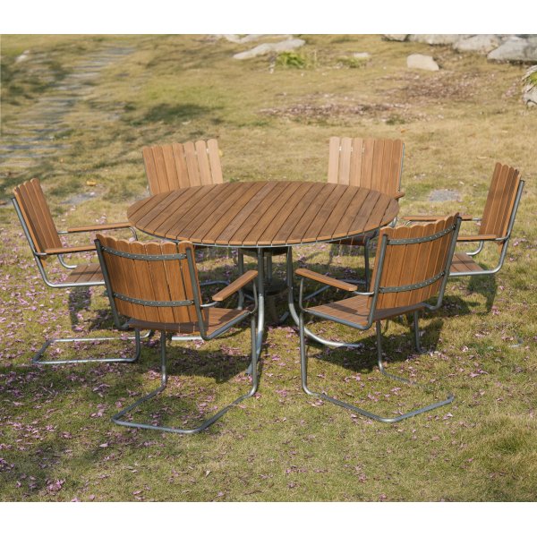Rund hagemøbelgruppe utendørs | 6 stoler | Metallstoler | Ø135 cm | Glänta Rund hagemøbelgruppe utendørs | 6 stoler | Metallstoler | Ø135 cm | Glänta