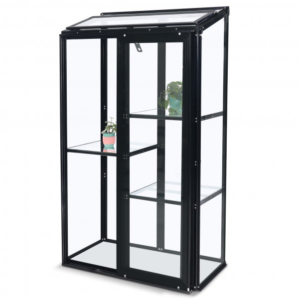 Høyt mini drivhus | 4mm sikkerhetsglass | Svart Høyt mini drivhus | 4mm sikkerhetsglass | Svart