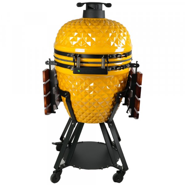 Kamado-grill �54 cm | Keramisk kullgrill i Yellow Pineapple-design med termometer | Hawaii
