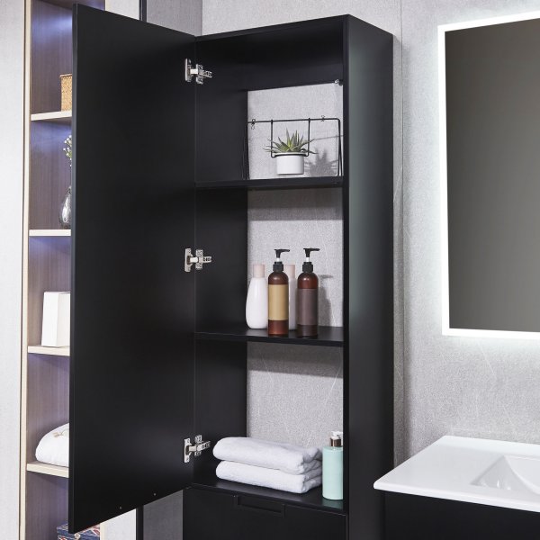 Baderomspakke | Kommode og sideskap i slitesterk MDF | LED speil Baderomspakke | Kommode og sideskap i slitesterk MDF | LED speil