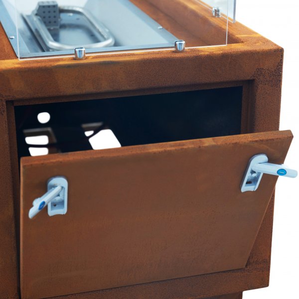 Gasoldrevet eldsted i cortenstål for utendørs bruk - Kalix Gasoldrevet eldsted i cortenstål for utendørs bruk - Kalix