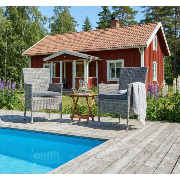 2-pakning spisestol i kunstrotting | Gr� | Puter inkludert