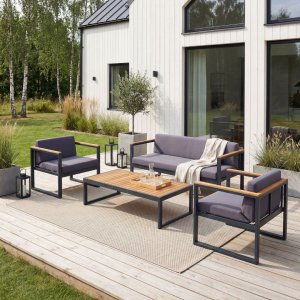 Stilren loungesett i oljet akasie - Dalar�