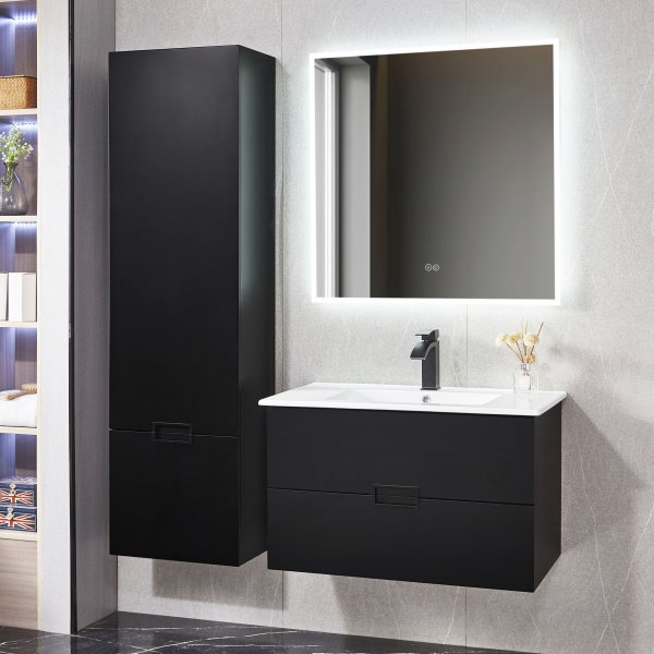 Baderomspakke | Kommode og sideskap i slitesterk MDF | LED speil Baderomspakke | Kommode og sideskap i slitesterk MDF | LED speil