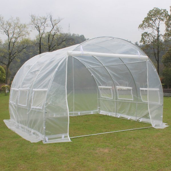 Tunneldrivhus 9m� | St�lramme med PE plastdeksel