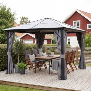 Paviljong premium 3 � 3 m | Tak i kanalplast | Inkl. vegger og myggnett