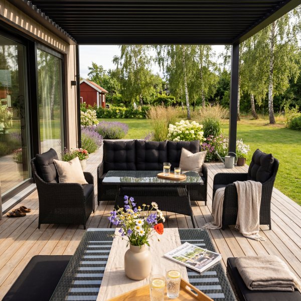 Sofagruppe utemøbler | Innebygd oppbevaring | Grå kunstrotting | Sannäs Sofagruppe utemøbler | Innebygd oppbevaring | Grå kunstrotting | Sannäs