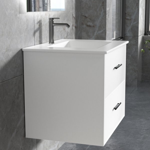 Baderomsmøbel | 60cm | LED speil | Blandebatteri og beslag i messing Baderomsmøbel | 60cm | LED speil | Blandebatteri og beslag i messing