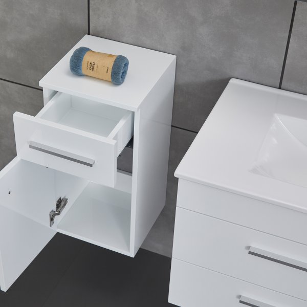 Stort baderomspakke | Kommode 80cm | Baderomsmøbler i hvit høyglans Stort baderomspakke | Kommode 80cm | Baderomsmøbler i hvit høyglans