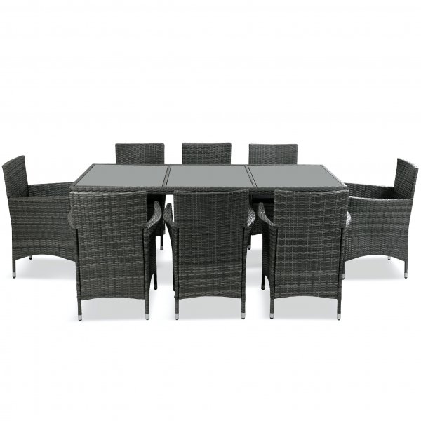 Utendørs spisegruppe med 8 stoler | Puter inkludert | Grå | Lyfco Lysekil Utendørs spisegruppe med 8 stoler | Puter inkludert | Grå | Lyfco Lysekil