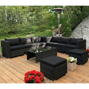 Loungegruppe| Lyfco Djursvik | Innebygd oppbevaring | Gr� kunstrotting