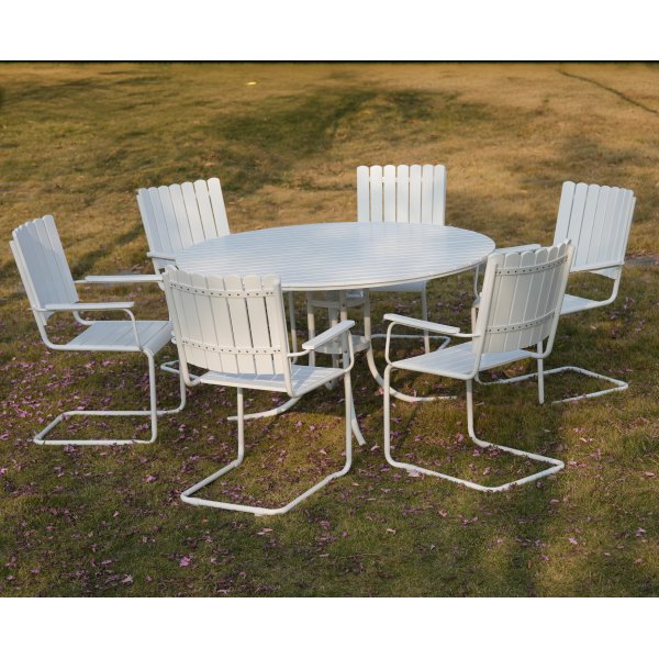 Rund hagemøbelgruppe utendørs | 6 stoler | Ø135 cm | Hvit | Glänta Rund hagemøbelgruppe utendørs | 6 stoler | Ø135 cm | Hvit | Glänta