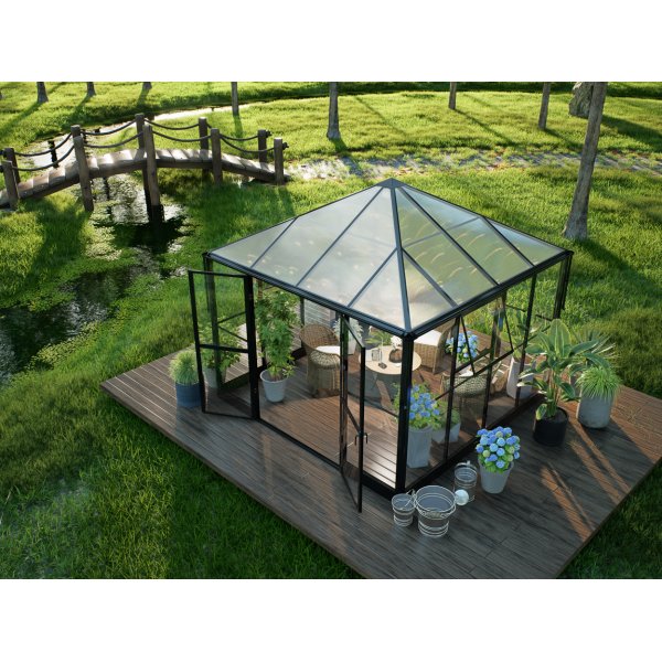 Gazebo 8,1m | Kvadratisk premium drivhus | 4 mm sikkerhetsglass | 5 rs stormgaranti