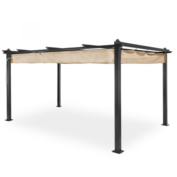 Pergola i aluminium 300x400 cm | Justerbart solskjerming, mørkgrå, uteplass og hage Pergola i aluminium 300x400 cm | Justerbart solskjerming, mørkgrå, uteplass og hage