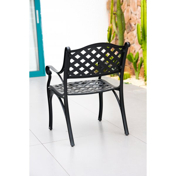 Rund hagemøbelgruppe i aluminium | Ø130 cm | 6 stoler | Svart Rund hagemøbelgruppe i aluminium | Ø130 cm | 6 stoler | Svart