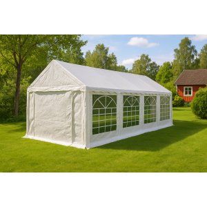 Premium partytelt 4 � 8 m | Galvanisert st�lramme | Hvit