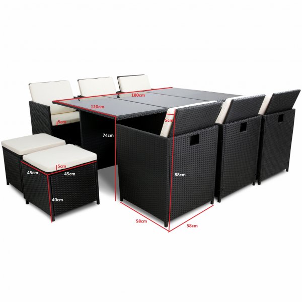 Spisegruppe utemøbler | 10 sitteplasser | Kunstrotting Spisegruppe utemøbler | 10 sitteplasser | Kunstrotting