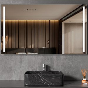 Baderomsspeil | LED lys sider | Dimmer og ber�ringskontroll | Rektangul�r