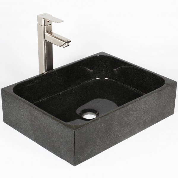 Servant 45x35cm | Svart naturstein | Unike skift