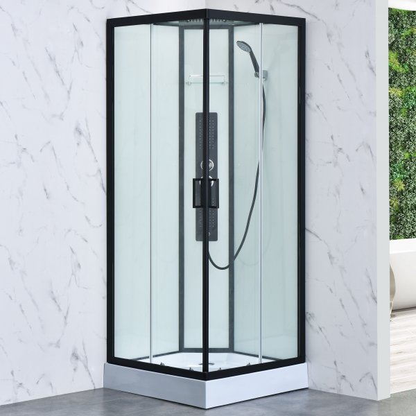 Moderne dusjkabinett med flere spraymoduser | Svart Moderne dusjkabinett med flere spraymoduser | Svart