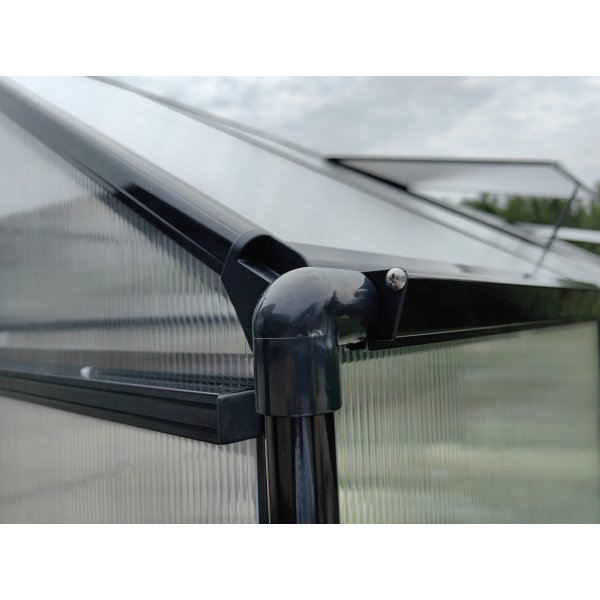 Drivhus 18m� Premium | Ekstra h�y dyrkingsh�yde | 6mm kanalplast | Svart