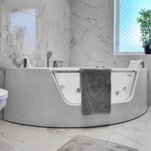 Boblebadekar med glassfront og varmeelement 140x140 cm | BK-006V