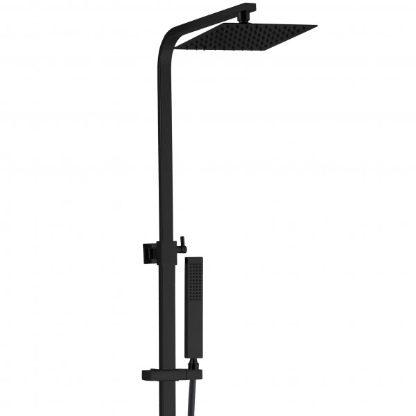 Komplett takdusjsett med hånddusj i kantet design | Svart Komplett takdusjsett med hånddusj i kantet design | Svart