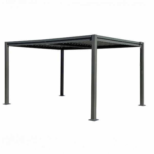 Pergola i galvanisert st�l 4x3 m | Lamelltak, gr�, uteplass og hage