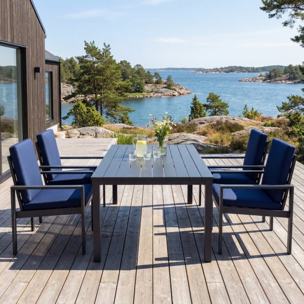 Premium utemøbler i aluminium | Bord & 4 stoler | Hamnviken Premium utemøbler i aluminium | Bord & 4 stoler | Hamnviken