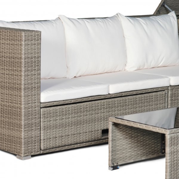 Loungegruppe i brun konstrotting med oppbevaring | Sofa og bord | Lyfco Djursvik