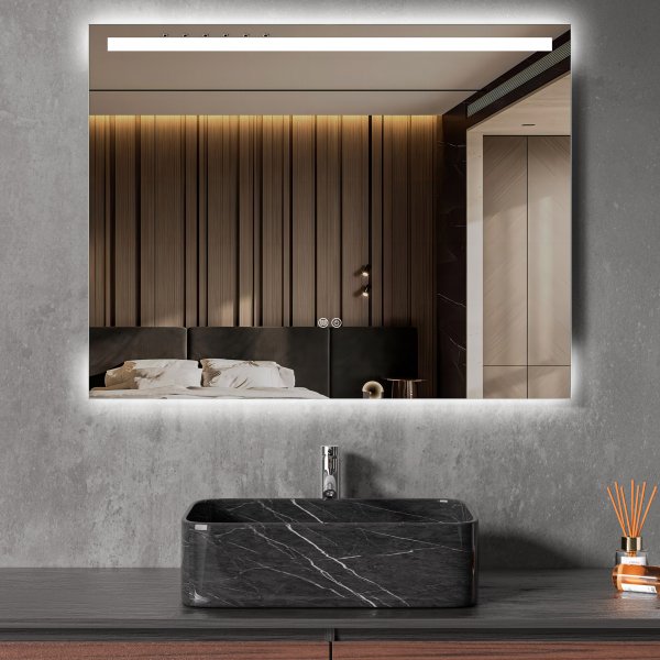 Baderomsspeil med LED-belysning og antiduggfunksjon