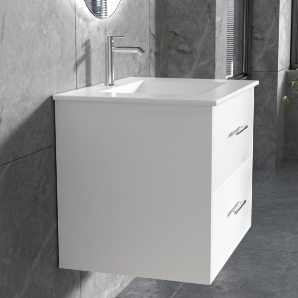 Baderomsmøbel | 60cm | LED speil | Blandebatteri og beslag i messing Baderomsmøbel | 60cm | LED speil | Blandebatteri og beslag i messing