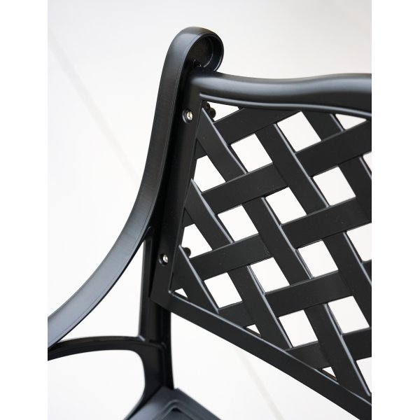 Rund hagemøbelgruppe i aluminium | Ø130 cm | 6 stoler | Svart Rund hagemøbelgruppe i aluminium | Ø130 cm | 6 stoler | Svart