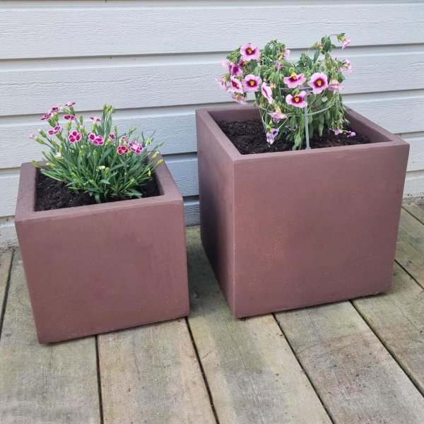 Fiberarmerte utepotter - Mørkebrun - 2-pak Fiberarmerte utepotter - Mørkebrun - 2-pak