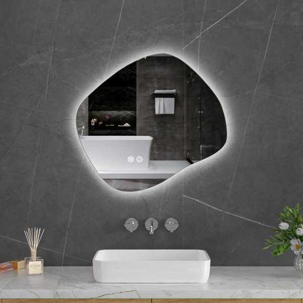 LED speil 60x55 cm | Anti-t�ke | H�ykvalitets kobberfritt speil | Lyfco