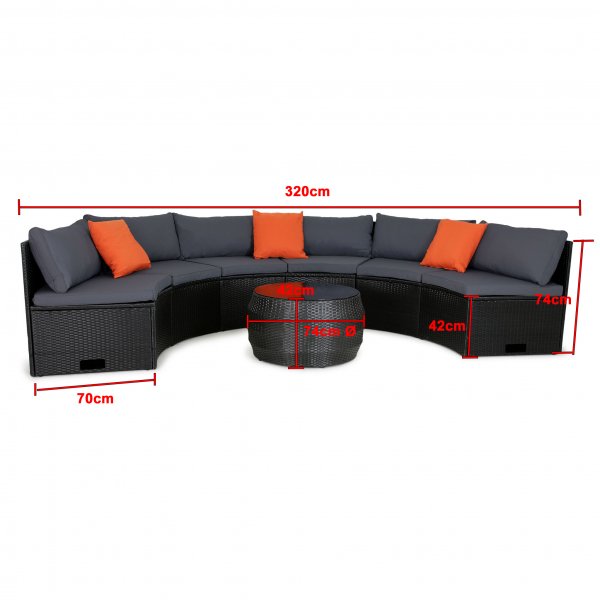 Stor rund loungesett med innebygd oppbevaring til puter - 6 sitteplasser Stor rund loungesett med innebygd oppbevaring til puter - 6 sitteplasser