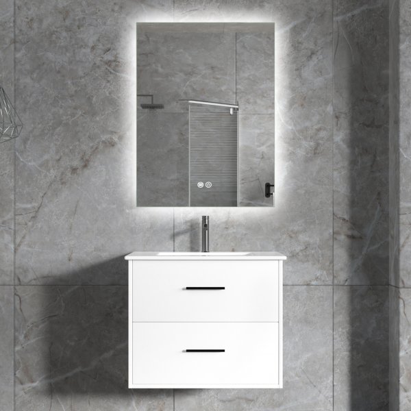 Baderomsmøbel | 60cm | LED speil | Blandebatteri og beslag i messing Baderomsmøbel | 60cm | LED speil | Blandebatteri og beslag i messing