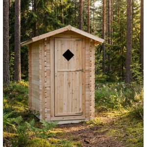 Utedo i tre | Utetoalett i furu | Komplett byggesett | 123 � 102 � 217,8 cm