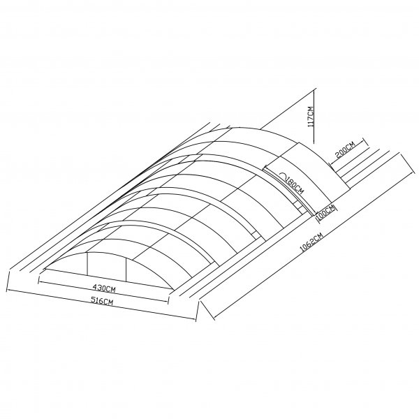 Bassengtak 4x8m med sidedør - Aluminium Bassengtak 4x8m med sidedør - Aluminium