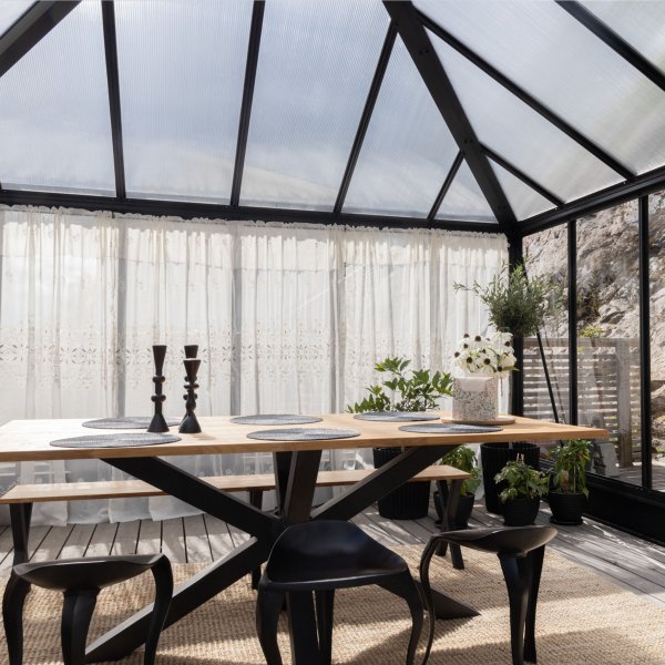 Orangeri og vinterhage 19,2m² | Firkantet premium drivhus Orangeri og vinterhage 19,2m² | Firkantet premium drivhus